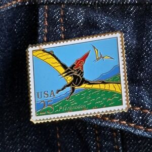 USA Pteranodon Stamp Pin Collectible Dinosaur Lapel Pin Souvenir